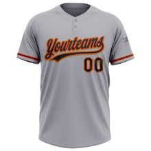 Charger l&#39;image dans la galerie, Custom Gray Black Orange-Old Gold Two-Button Unisex Softball Jersey
