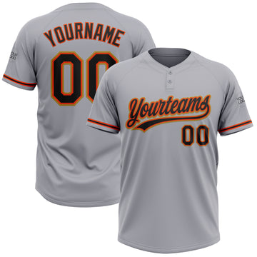 Custom Gray Black Orange-Old Gold Two-Button Unisex Softball Jersey