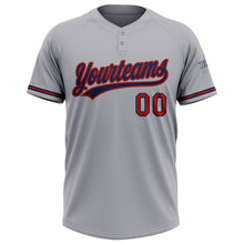 Charger l&#39;image dans la galerie, Custom Gray Red-Navy Two-Button Unisex Softball Jersey
