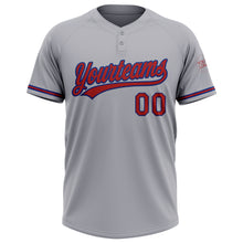 Charger l&#39;image dans la galerie, Custom Gray Red-Royal Two-Button Unisex Softball Jersey
