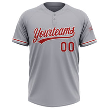 Charger l&#39;image dans la galerie, Custom Gray Red-White Two-Button Unisex Softball Jersey
