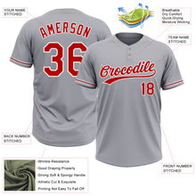 Charger l&#39;image dans la galerie, Custom Gray Red-White Two-Button Unisex Softball Jersey
