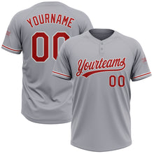 Charger l&#39;image dans la galerie, Custom Gray Red-White Two-Button Unisex Softball Jersey
