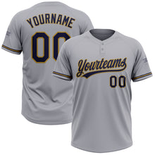 Charger l&#39;image dans la galerie, Custom Gray Navy-Old Gold Two-Button Unisex Softball Jersey
