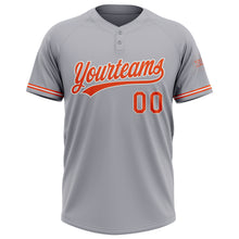 Загрузить изображение в средство просмотра галереи, Custom Gray Orange-White Two-Button Unisex Softball Jersey
