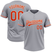 Загрузить изображение в средство просмотра галереи, Custom Gray Orange-White Two-Button Unisex Softball Jersey
