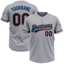 Charger l&#39;image dans la galerie, Custom Gray Black Electric Blue-Orange Two-Button Unisex Softball Jersey
