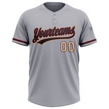 Laden Sie das Bild in den Galerie-Viewer, Custom Gray Black Crimson-Cream Two-Button Unisex Softball Jersey
