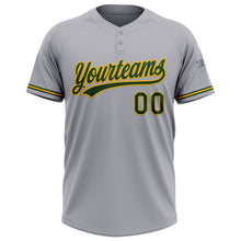 Load image into Gallery viewer, Custom Gray Green-Gold Two-Button Unisex Softball Jersey
