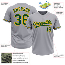 Загрузить изображение в средство просмотра галереи, Custom Gray Green-Gold Two-Button Unisex Softball Jersey
