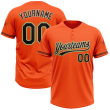 Charger l&#39;image dans la galerie, Custom Orange Black Cream-Old Gold Two-Button Unisex Softball Jersey
