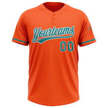 Laden Sie das Bild in den Galerie-Viewer, Custom Orange Teal-White Two-Button Unisex Softball Jersey
