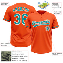 Загрузить изображение в средство просмотра галереи, Custom Orange Teal-White Two-Button Unisex Softball Jersey
