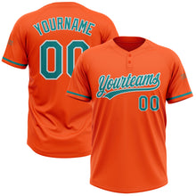 Laden Sie das Bild in den Galerie-Viewer, Custom Orange Teal-White Two-Button Unisex Softball Jersey
