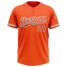 Загрузить изображение в средство просмотра галереи, Custom Orange White-Gray Two-Button Unisex Softball Jersey
