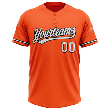 Custom Orange White-Black Two-Button Unisex Softball Jersey