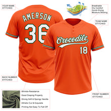 Загрузить изображение в средство просмотра галереи, Custom Orange White-Green Two-Button Unisex Softball Jersey
