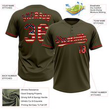 Charger l&#39;image dans la galerie, Custom Olive Vintage USA Flag-Red Salute To Service Two-Button Unisex Softball Jersey
