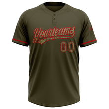 Charger l&#39;image dans la galerie, Custom Olive Camo-Red Salute To Service Two-Button Unisex Softball Jersey
