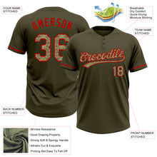 Charger l&#39;image dans la galerie, Custom Olive Camo-Red Salute To Service Two-Button Unisex Softball Jersey
