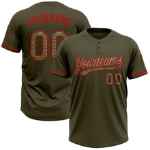 Charger l&#39;image dans la galerie, Custom Olive Camo-Red Salute To Service Two-Button Unisex Softball Jersey
