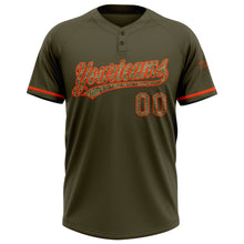 Charger l&#39;image dans la galerie, Custom Olive Camo-Orange Salute To Service Two-Button Unisex Softball Jersey
