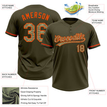 Laden Sie das Bild in den Galerie-Viewer, Custom Olive Camo-Orange Salute To Service Two-Button Unisex Softball Jersey
