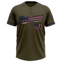 Charger l&#39;image dans la galerie, Custom Olive Vintage USA Flag-Navy Salute To Service Two-Button Unisex Softball Jersey
