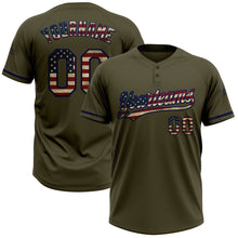 Charger l&#39;image dans la galerie, Custom Olive Vintage USA Flag-Navy Salute To Service Two-Button Unisex Softball Jersey
