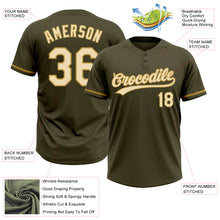 Charger l&#39;image dans la galerie, Custom Olive Cream-Old Gold Salute To Service Two-Button Unisex Softball Jersey
