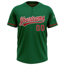 Charger l&#39;image dans la galerie, Custom Kelly Green Red-White Two-Button Unisex Softball Jersey
