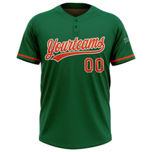 Charger l&#39;image dans la galerie, Custom Kelly Green Orange-White Two-Button Unisex Softball Jersey
