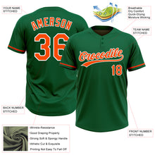 Charger l&#39;image dans la galerie, Custom Kelly Green Orange-White Two-Button Unisex Softball Jersey
