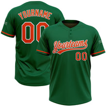 Charger l&#39;image dans la galerie, Custom Kelly Green Orange-White Two-Button Unisex Softball Jersey
