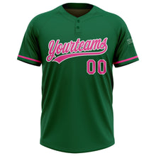 Charger l&#39;image dans la galerie, Custom Kelly Green Pink-White Two-Button Unisex Softball Jersey
