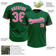 Charger l&#39;image dans la galerie, Custom Kelly Green Pink-White Two-Button Unisex Softball Jersey
