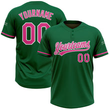 Charger l&#39;image dans la galerie, Custom Kelly Green Pink-White Two-Button Unisex Softball Jersey
