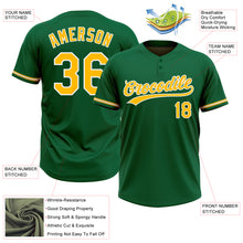 Charger l&#39;image dans la galerie, Custom Kelly Green Gold-White Two-Button Unisex Softball Jersey
