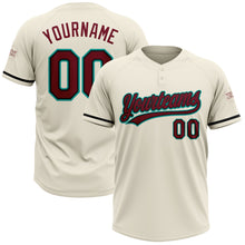 Charger l&#39;image dans la galerie, Custom Cream Crimson Black-Aqua Two-Button Unisex Softball Jersey
