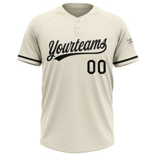 Загрузить изображение в средство просмотра галереи, Custom Cream Black Two-Button Unisex Softball Jersey
