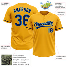 Load image into Gallery viewer, Custom Gold Navy-Electric Blue Two-Button Unisex Softball Jersey
