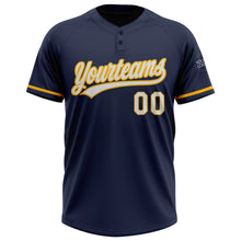 Charger l&#39;image dans la galerie, Custom Navy White-Gold Two-Button Unisex Softball Jersey
