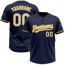 Charger l&#39;image dans la galerie, Custom Navy White-Gold Two-Button Unisex Softball Jersey
