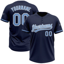 Загрузить изображение в средство просмотра галереи, Custom Navy Light Blue-White Two-Button Unisex Softball Jersey
