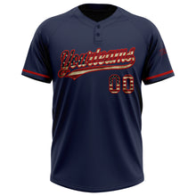 Charger l&#39;image dans la galerie, Custom Navy Vintage USA Flag-Red Two-Button Unisex Softball Jersey
