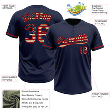 Laden Sie das Bild in den Galerie-Viewer, Custom Navy Vintage USA Flag-Red Two-Button Unisex Softball Jersey
