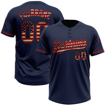 Charger l&#39;image dans la galerie, Custom Navy Vintage USA Flag-Red Two-Button Unisex Softball Jersey
