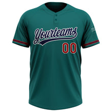 Charger l&#39;image dans la galerie, Custom Teal Navy-Red Two-Button Unisex Softball Jersey
