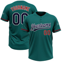 Charger l&#39;image dans la galerie, Custom Teal Navy-Red Two-Button Unisex Softball Jersey
