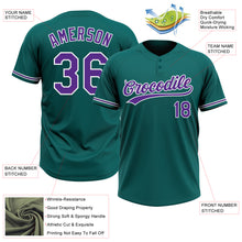 Charger l&#39;image dans la galerie, Custom Teal Purple-White Two-Button Unisex Softball Jersey
